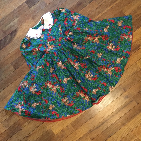 Vintage Girls Bunny Rabbit Dress 6X - Picture 1 of 6
